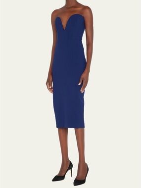 Veronica Beard Strapless Navy Midi Dress